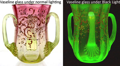 vaseling-glass-under-uv Vaselin glass under normal and black light