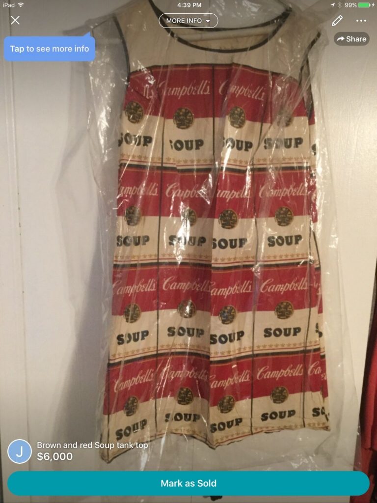 VINTAGE CAMPBELL'S SOUP THE SOUPER PAPER DRESS ~ ANDY WARHOL ~ W/ TAG ~ 1960