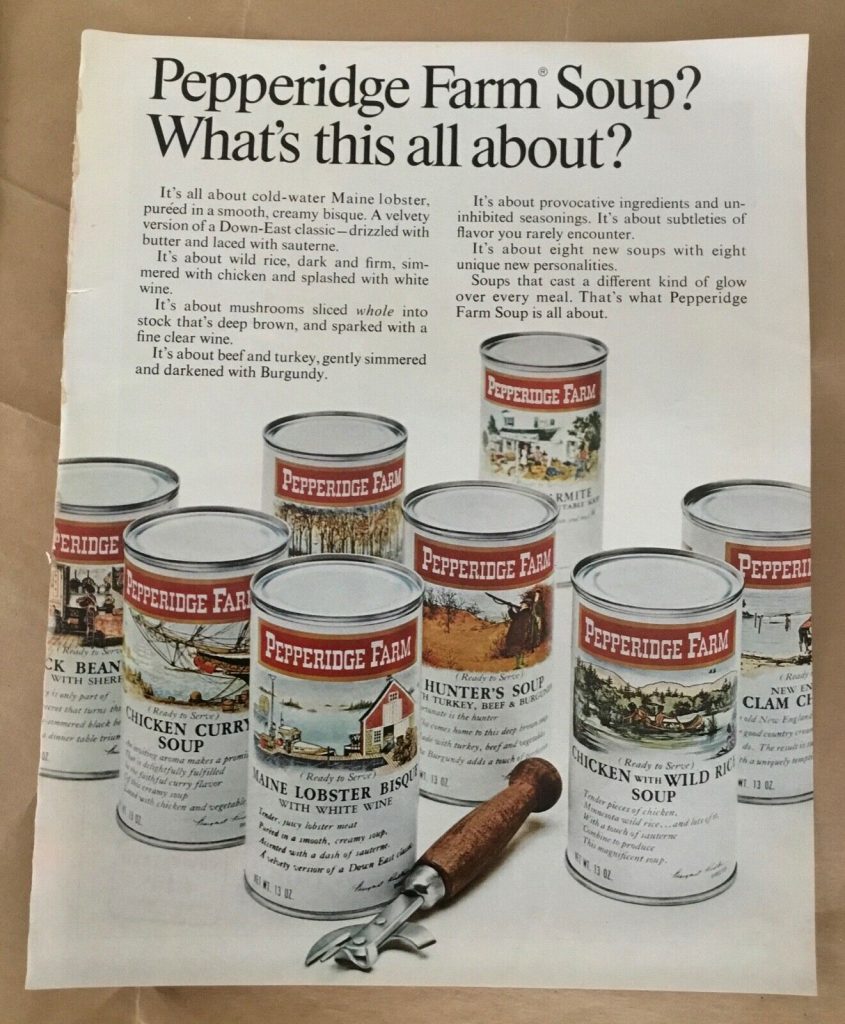 Pepperidge Farm soup ad 1967 vintage print 1960s retro advertising illus Food
